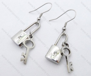 Stainless Steel Lock & Key Earrings