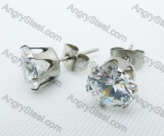 Stainless Steel Zircon Stone Earrings - KJE220004