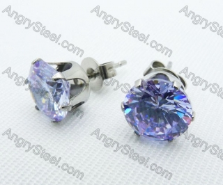 Stainless Steel Light Blue Zircon Stone Earrings - KJE220005