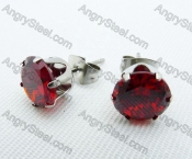 Stainless Steel Red Zircon Stone Earrings - KJE220008