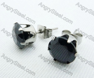 Stainless Steel Black Zircon Stone Earrings - KJE220010