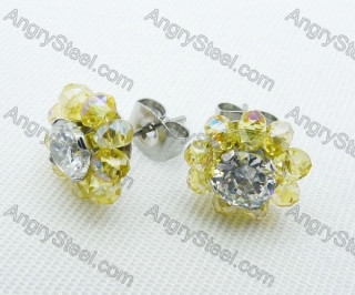 Stainless Steel Zircon Stone Earrings - KJE220017