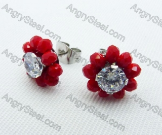 Stainless Steel Zircon Stone Earrings - KJE220020