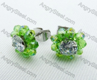 Stainless Steel Zircon Stone Earrings - KJE220021