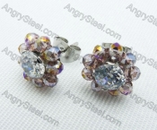 Stainless Steel Zircon Stone Earrings - KJE220023