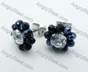 Stainless Steel Earring with Morion Zircon Stone - KJE220024