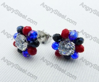 Stainless Steel Zircon Stone Earrings - KJE220025