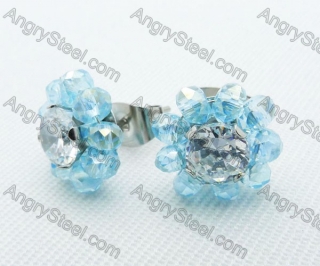 Stainless Steel Light Blue Zircon Stone Earrings - KJE220028