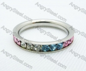 Stainless Steel Zircon Stone Rings - KJR220013