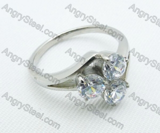 Stainless Steel Zircon Stone Rings - KJR220014