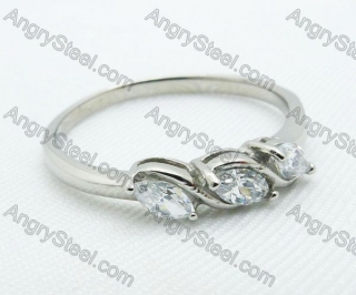 Stainless Steel Zircon Stone Rings - KJR220018