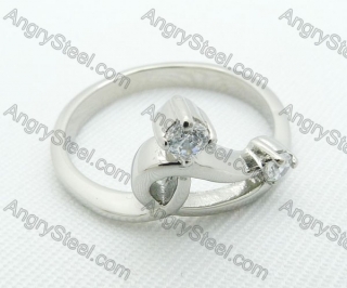 Stainless Steel Zircon Stone Rings - KJR220024