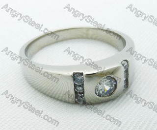 Stainless Steel Zircon Stone Rings - KJR220028