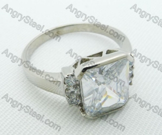 Stainless Steel Zircon Stone Rings - KJR220038