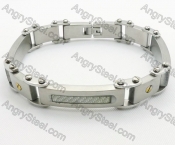 Stainless Steel Inlay White Carbon Fiber & Gold Screw Bracelet - KJB220070