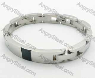 Stainless Steel Inlay Black Carbon Fiber Bracelet - KJB220071