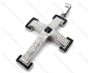 Stainless Steel Overlay Stones Cross Pendant - KJP050950