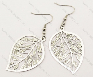 Stainless Steel Leaf Earrings - KJE140054