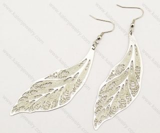 Stainless Steel Leaf Earrings - KJE140055