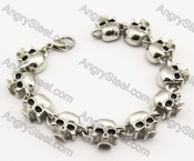 Stainless Steel Casting Skull Bracelets with 11 Skulls Charms - KJB170003