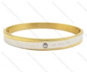 69 × 58 mm Stainless Steel Inlay Stone & Gold Plating Bangle - KJB100013