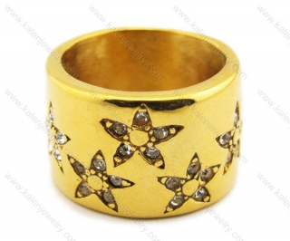 Stainless Steel Inlay Stones Ring - KJR080005