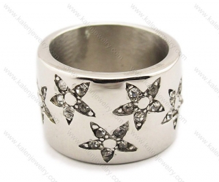 Stainless Steel Inlay Stones Ring - KJR080006