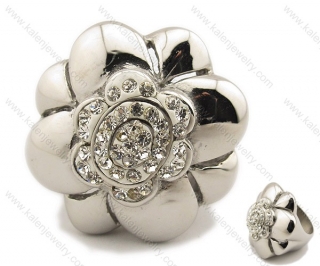 Stainless Steel Overlay Stones Flower Ring - KJR080008