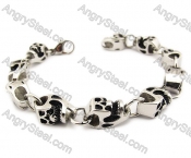 Stainless Steel Skull Bracelets with 9 Quadrate Skulls - KJB170009