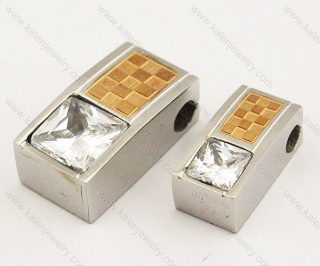 Stainless Steel Couple Pendants with Clear Crystal - KJP110018