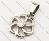 Stainless Steel Inlay Zircon Stone Flower Pendant - KJP051064