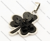 Stainless Steel Black Plating Clover Pendant - KJP140044