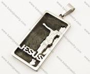 Stainless Steel Black Plating Jesus Pendants - KJP190035