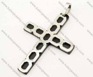 Black Plated Stainless Steel Cross Pendants - KJP190039