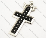 Stainless Steel Black Cross Pendants Overlay Zircon - KJP190044