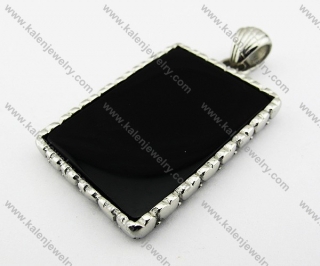 Stainless Steel Casting Pendant With Black Stone - KJP080008