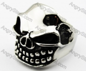 Stainless Steel Casting Bared Teeth Skull Rings - KJR010093