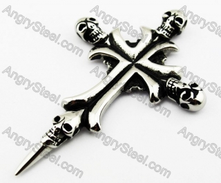 Stainless Steel Skull Cross Pendant - KJP010060