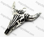 Stainless Steel Cow Skull Pendant - KJP010065