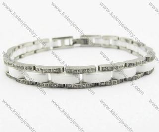 White Ceramic and Tungsten CNC 180 Zircon Stones Bracelet - KJB270067