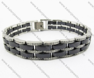 Black Ceramic and Tungsten CNC 288 Zircon Stones Bracelet - KJB270069