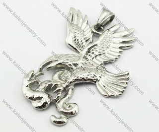 Silver Stainless Steel Snake and Eagle Design Pendant KJP140092