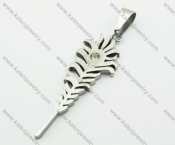 Stainless Steel Inlay Zircon Stone Pteris Pendant - KJP140114