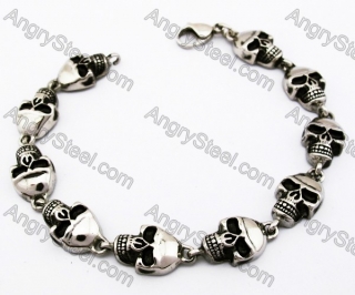 Stainless Steel Biker Skull Cráneos Bracelet - KJB170037