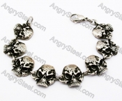 Antique Stainless Steel Casting 8pcs Skulls Bracelets - KJB170042