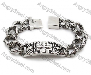 Stainless Steel Cross Biker Bracelet For Men - KJB200045