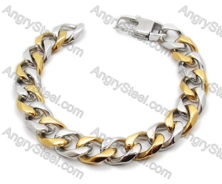 Stainless Steel Gold Plating Biker Bracelet For Men - KJB200054