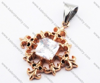 Stainless Steel Rose Gold Inlay Zircon Stone Pendant - KJP110032