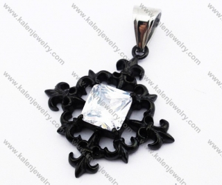 Stainless Steel Black Plating Inlay Zircon Stone Pendant - KJP110033