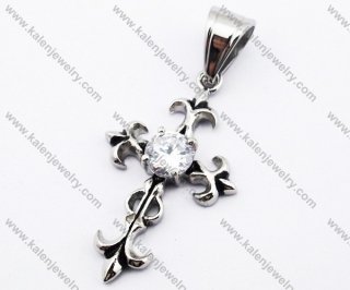 Stainless Steel Inlay Zircon Stone Cross Pendant - KJP110038